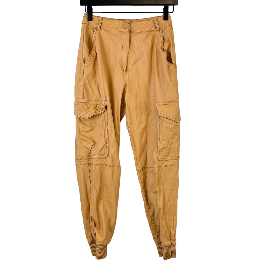 A. Brand Brazilian Brand (36) Fits W24 Leather Cargo Jogger Pants Beige Womens